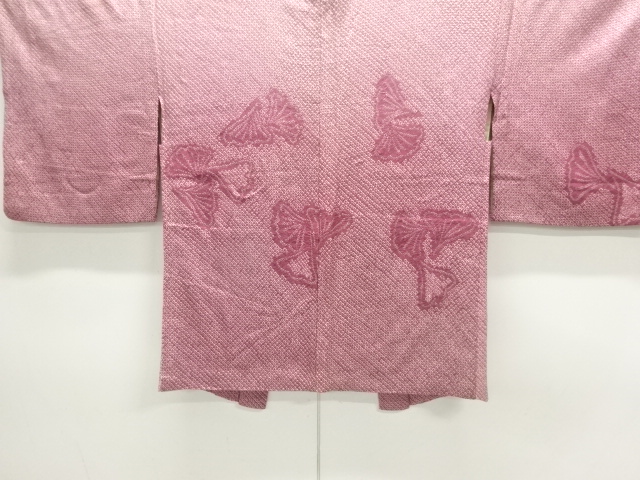 JAPANESE KIMONO / ANTIQUE HAORI / SILK / ALL SHIBORI / GINKGO PATTERN